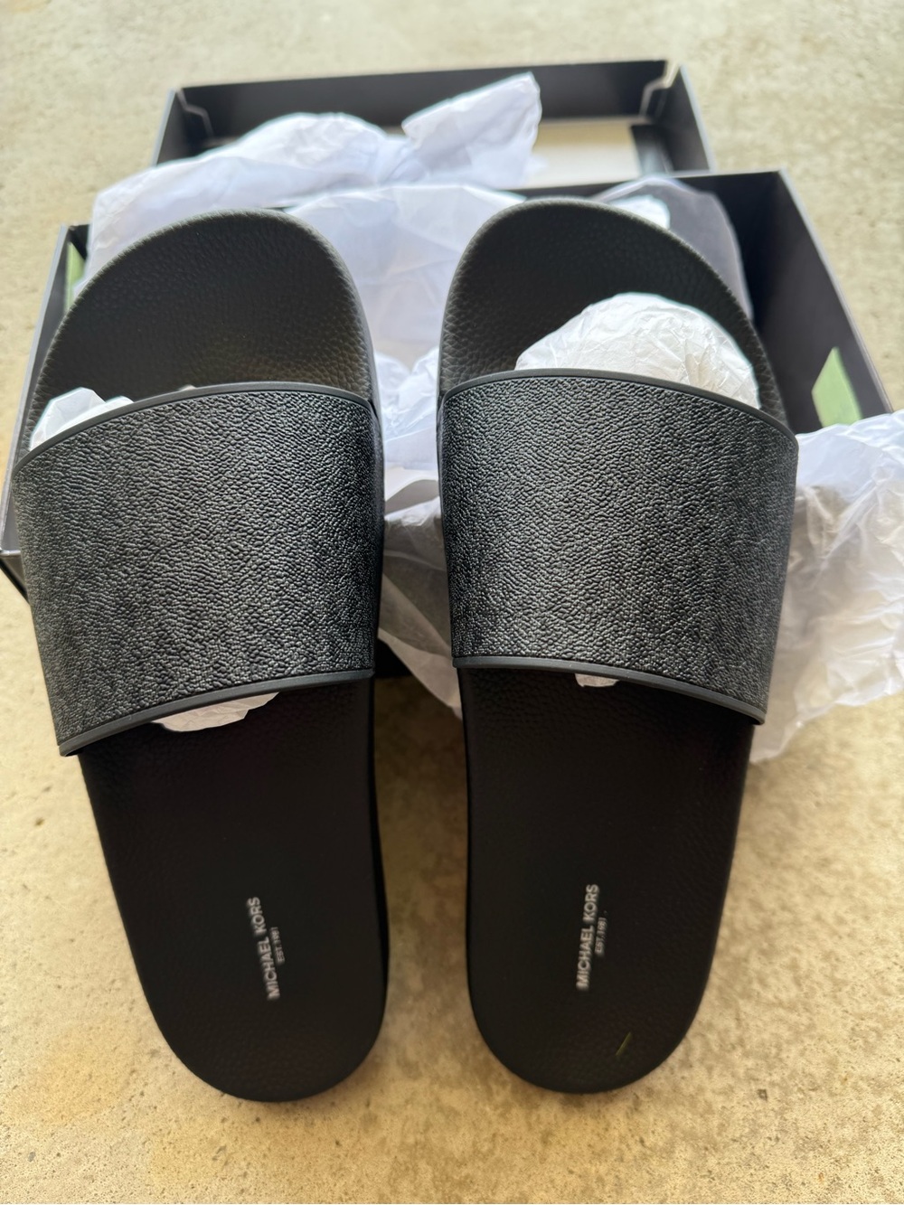 Michael Kors Black Dawson Slide Sandals